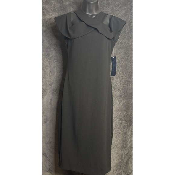 RACHEL Rachel Roy Cold Shoulder Ruffle Halter Dress Black Size M NEW - Picture 2 of 11